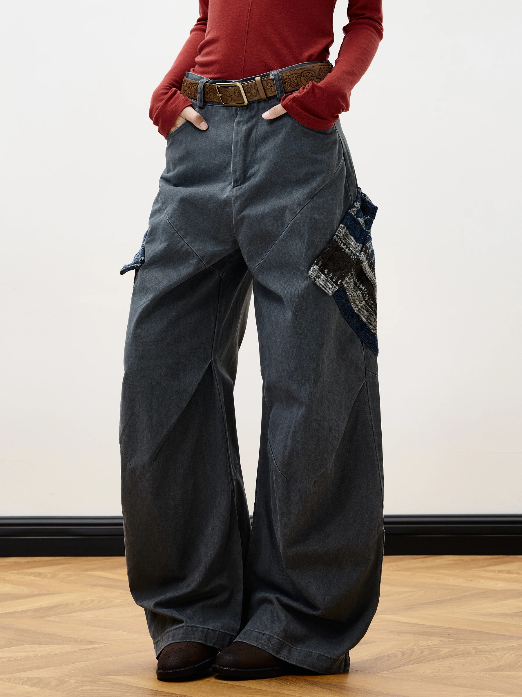 

Повседневные трикотажные брюки JUNECUT: свободные прямые хлопковые брюки для отдыха, женские осенние модные брюки с молнией на талии