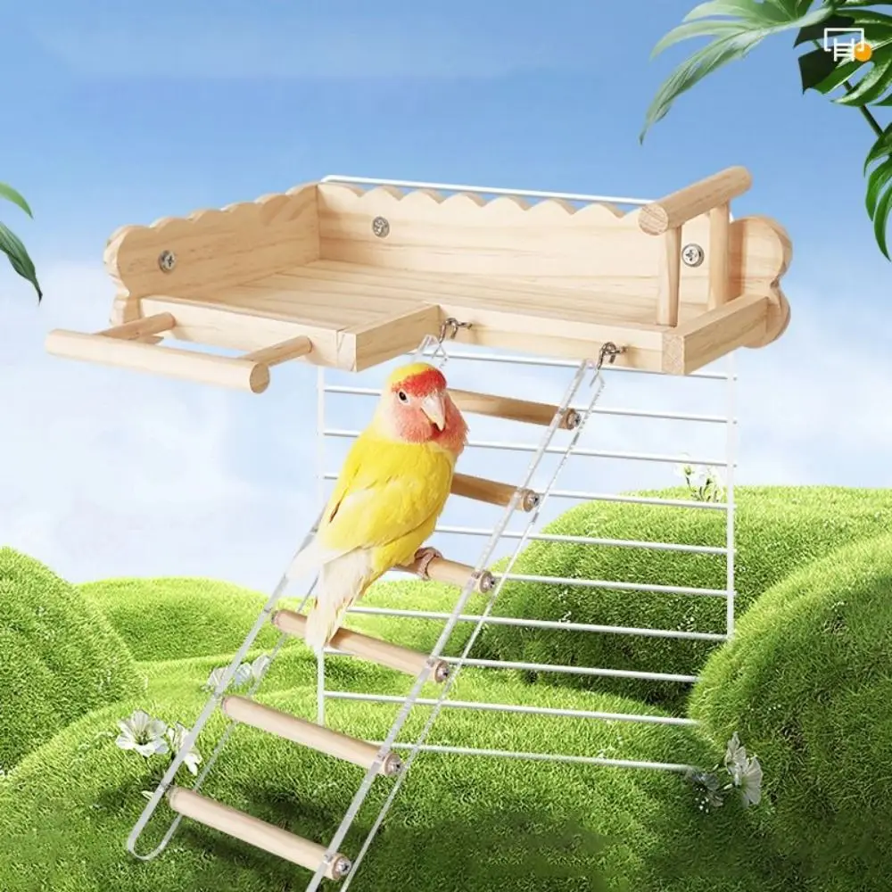 

Funny Solid Wood Parrot Ladder Stand Hygienic Reliable Pet Wood Ladder Stable Wooden Exercise Toy Pet Training