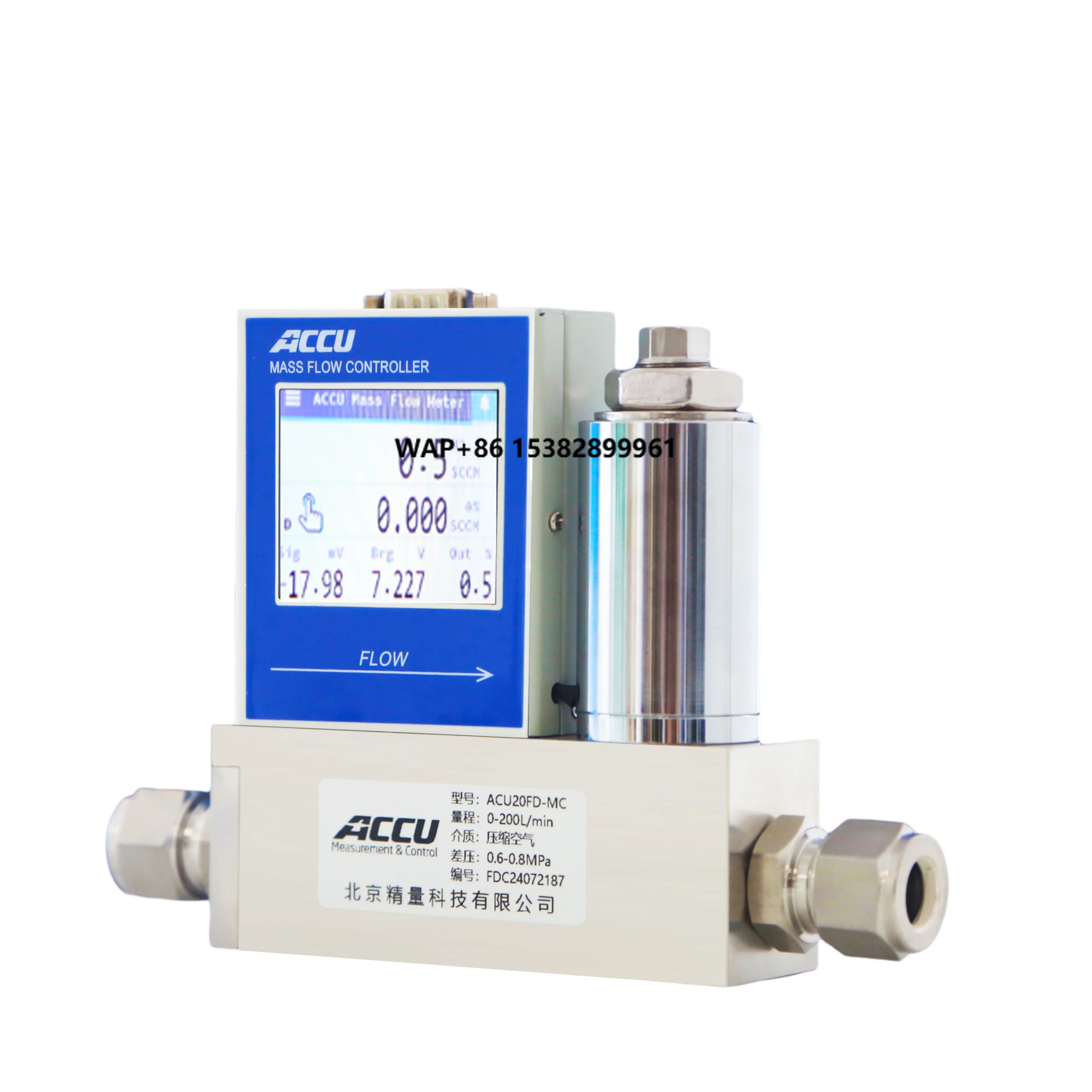 

Professional Manufacturer's 0~3000slm Gas/N2/H2/O2/Ar/He/CH4/CO2/Air Mass Flow Meter with RS485 for OEM Flow Control