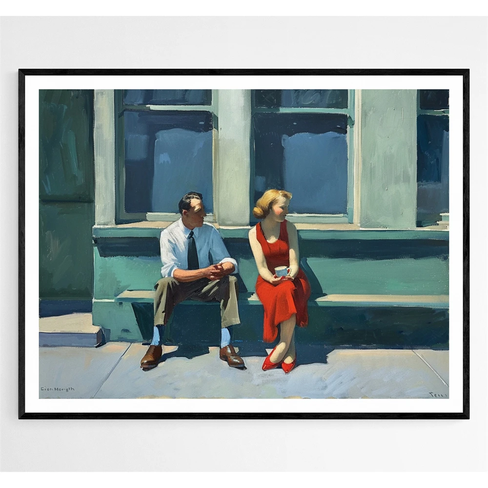 Edward Hopper Nighttime Platform Poster Urban Solitude Modern Art Print Edward Hopper Art Canvas Painting