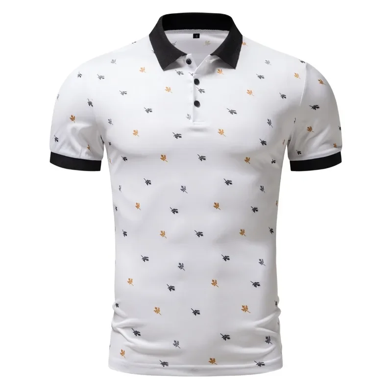 New Style 2024 Summer Men\'s Polo T-shirt Turn-down Collar High Quality Printed Short Sleeves Casual Breathable Tees