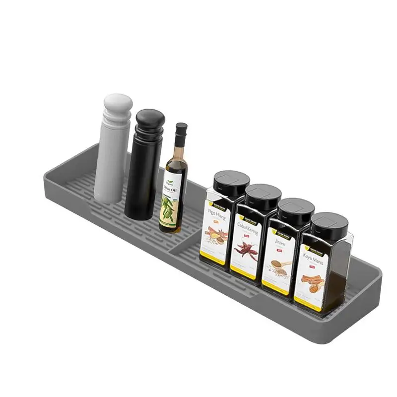 Silicone Stove Spice Shelf Magnetic Stovetop Rack Kitchen Bottles Storage 15inch Length Magnetic Shelf Kitchen Organizer