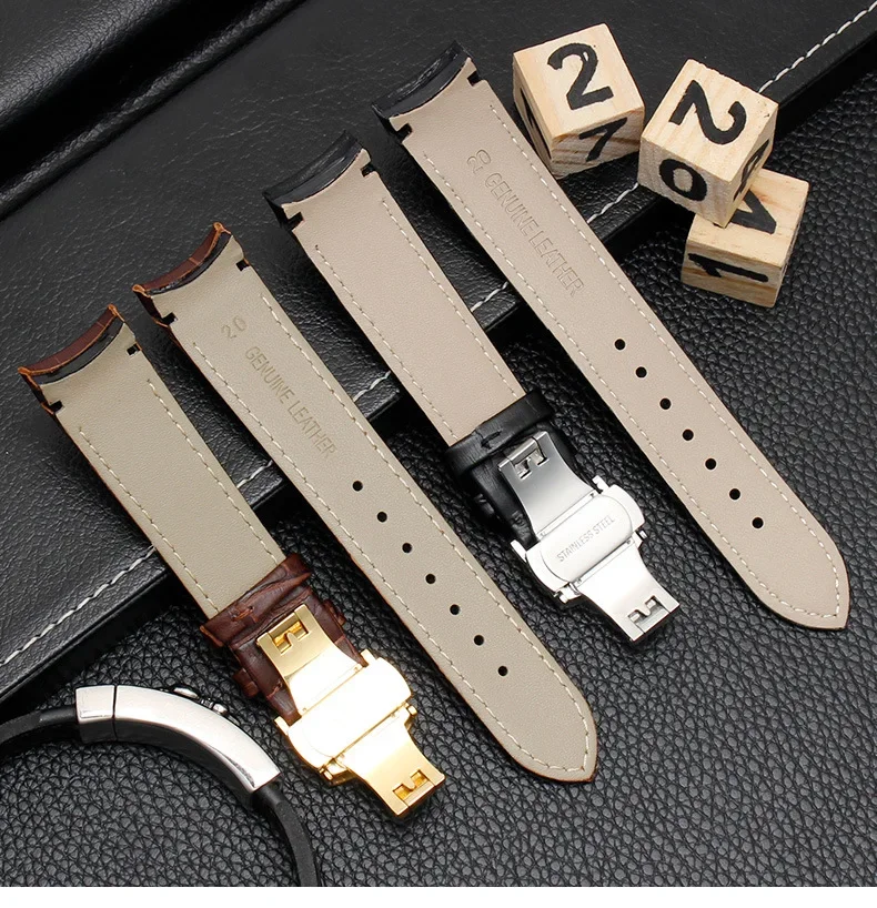 قوس واجهة العجل جلد طبيعي حزام (استيك) ساعة 18 مللي متر 19 مللي متر 20 مللي متر 21 مللي متر 22 مللي متر 23 مللي متر 24 مللي متر مناسبة ل تيسو سايكو أوميغا حزام ساعة اليد