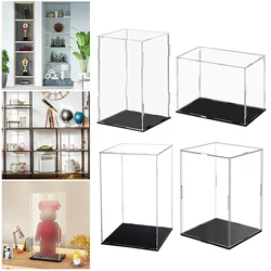 Clear Acrylic Display Case Countertop Box with Black Base Dustproof Protection Showcase for Action Figures Toys Collectibles