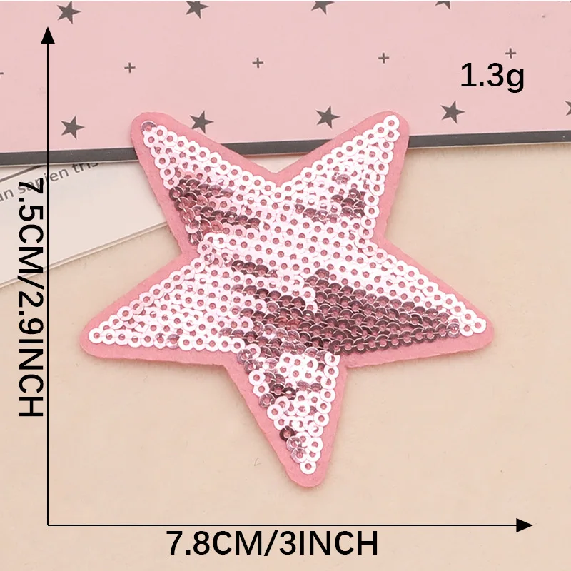 Wholesale 10pcs Sequin Star Patches for Clothing Jeans T-shirt Backpack Badges Iron on Patch Embroidered Emblem Clorhing Sticker