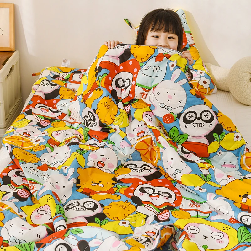 

Cotton Cartoon Printing Children's Summer Air Conditioning Quilt Blanket Boys And Girls Kindergarten Lunch Break Blanket #/