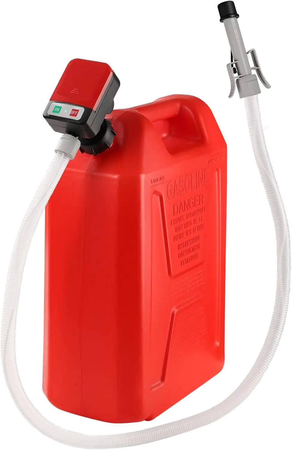 Automatic Fuel Transfer Pump - AA Battery-Powered, Gas Pump With Quick Flow Control & Stop And Powerful 2.4 GPM Flow Rate