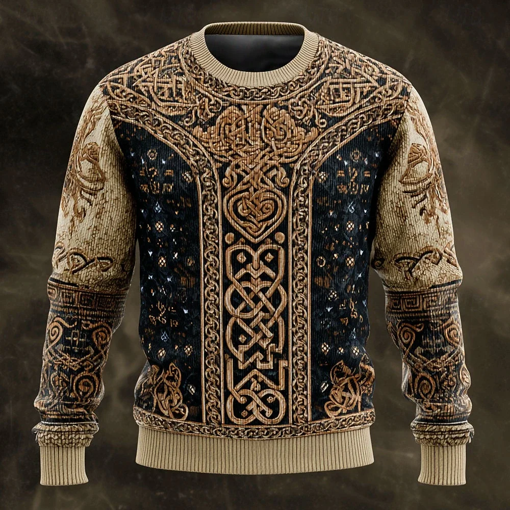 

Men's New Pullover Sweater Jumper Knitwear Crewneck Retro Vintage Casual Vacation Daily 3D Print Knitting Keep Warm Long Sleeve