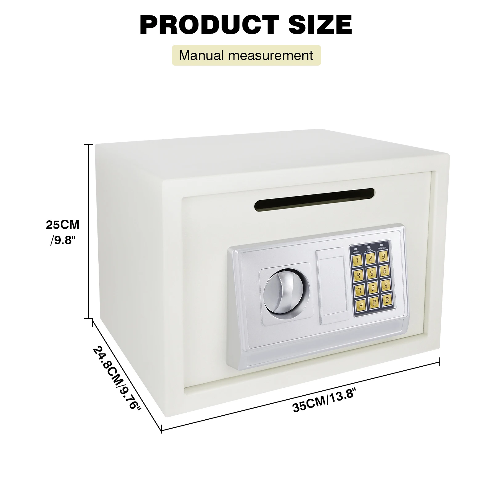 Picture 7: 16L Large Security Box Electronic Digital Steel Safe Home Office Money Cash Safety Box Electronic Security - 2 Lock Types 2 Keys