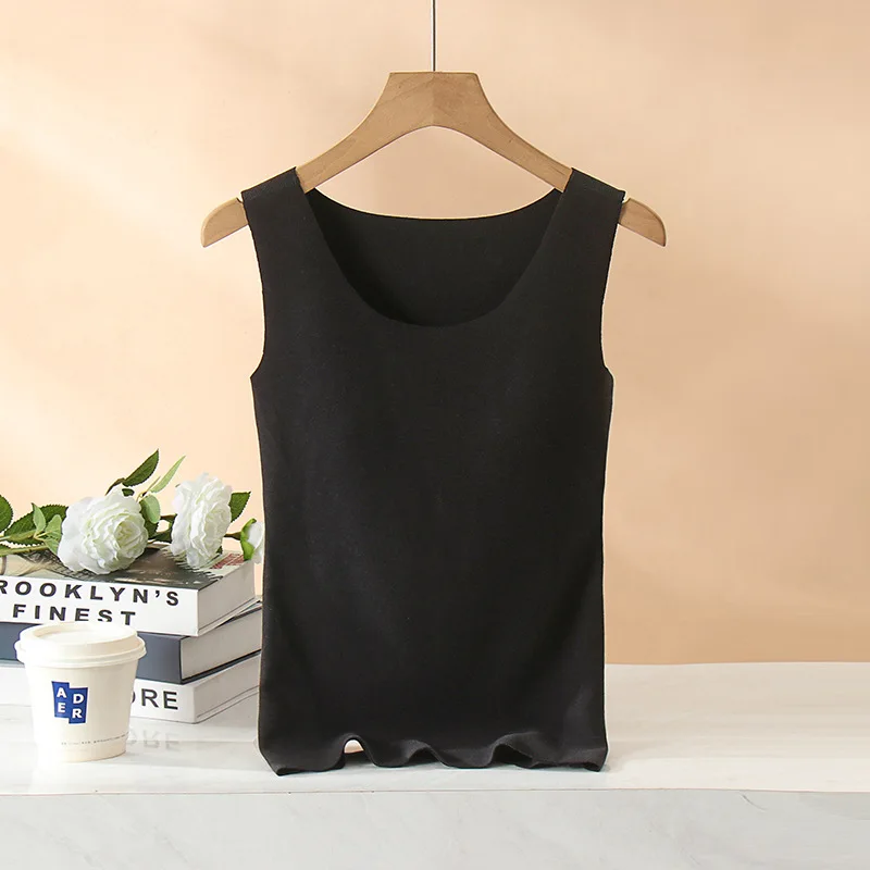 Autumn Winter Women's Chest Pad One Piece Pajamas German Velvet Fleece Thickened Warm Bottom Vest Female Sleepwear Top