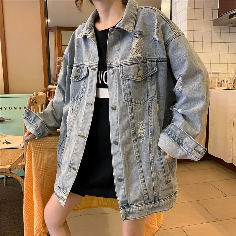 

Новинка 2023 года, весенняя женская джинсовая куртка с длинным рукавом, повседневное джинсовое пальто, женская куртка, верхняя одежда