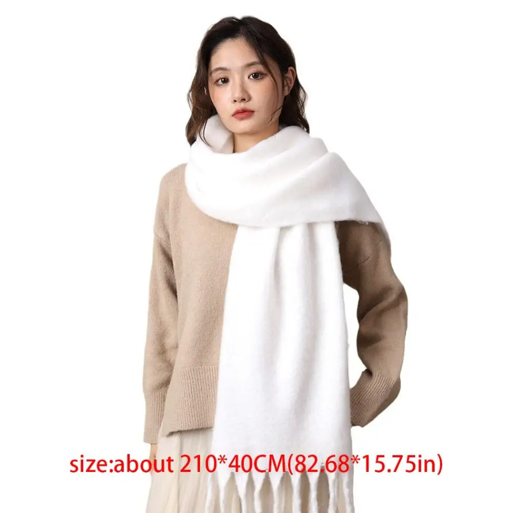 الكلاسيكية الموهير الشتاء وشاح من الصوف شرابة أفخم الشتاء أوشحة كشميرية دافئة الكورية نمط طويل شال فتاة #6