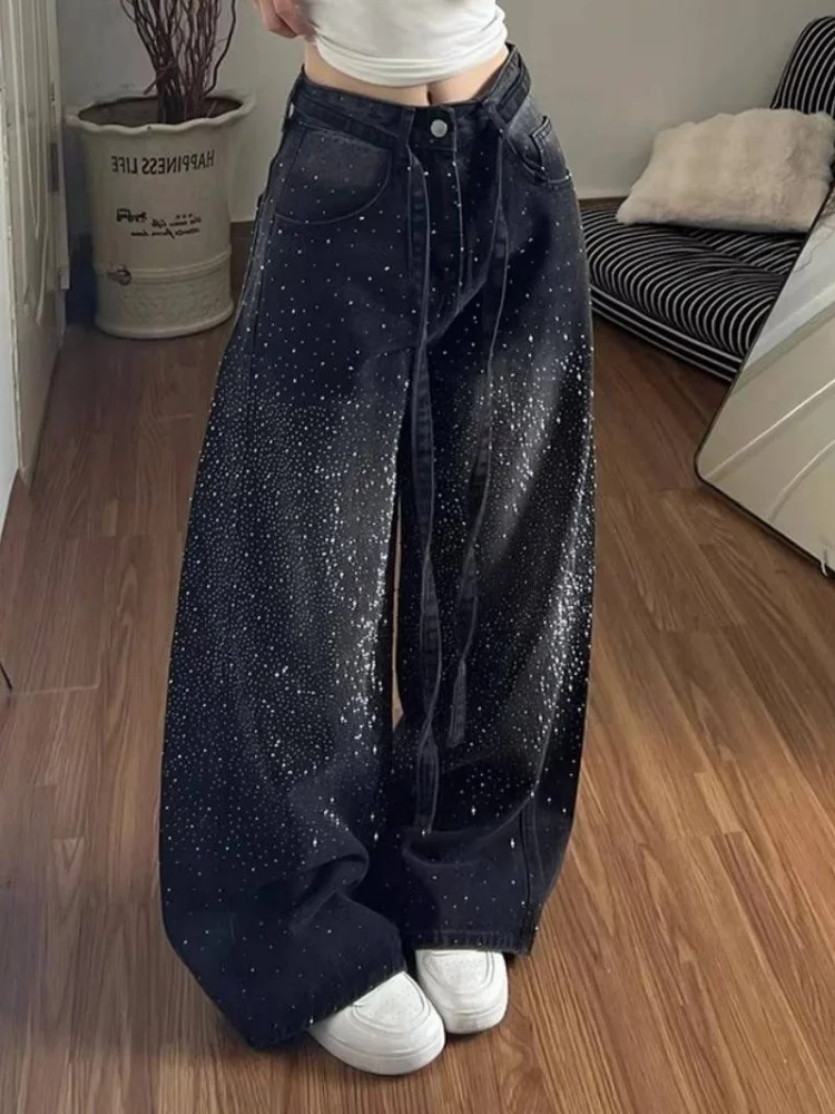 

Женские джинсы с высокой талией, расклешенные, прямые, удлиненные, с блестками, повседневные брюки для весны и лета, новинка