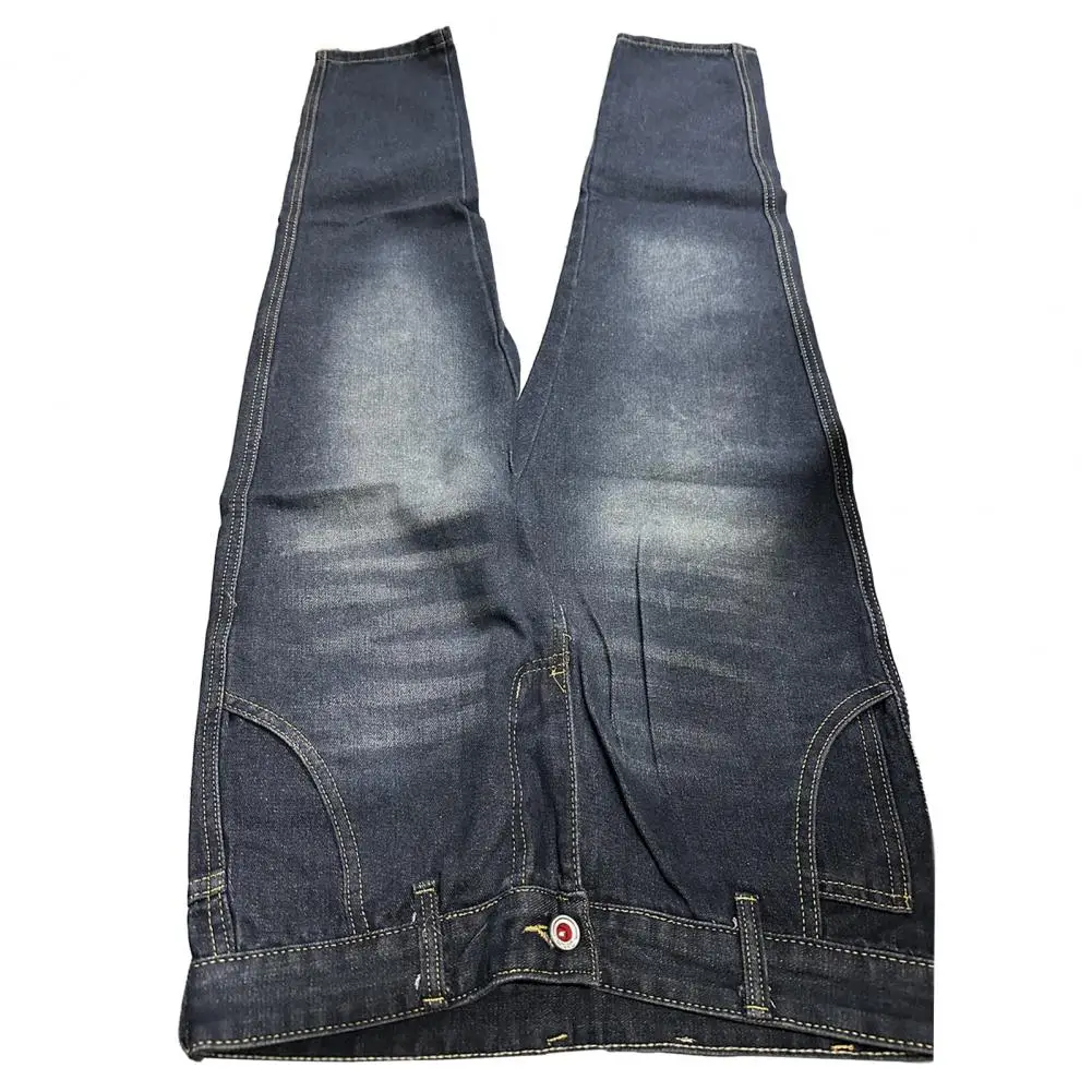 Pantaloni in Denim con cinturino in vita sfumato pantaloni in Denim da uomo versatili colore sfumato vestibilità ampia Multi tasche comode per Streetwear