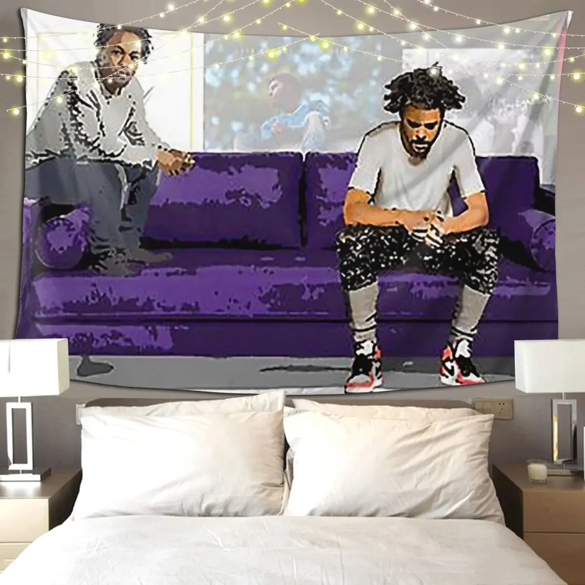 Kendrick Lamar X J Col Tapestry Art Wall Hanging Aesthetic Home Decoration Tapestries for Living Room Bedroom Dorm Room