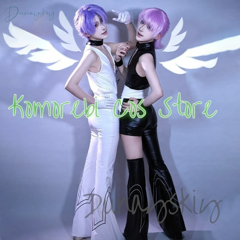 Anime calcinha meia poliéster cosplay traje peruca poliuretano cosplay traje plutônio preto branco ternos para festa de halloween adereços