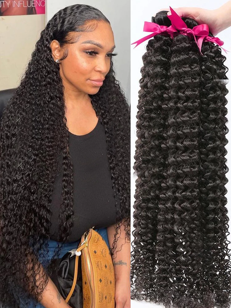 100% Human Hair Deep Wave Bundles Original Human Hair Hair Extension For  Women 10-30 Inches 100 Percent Raw Virgin Human