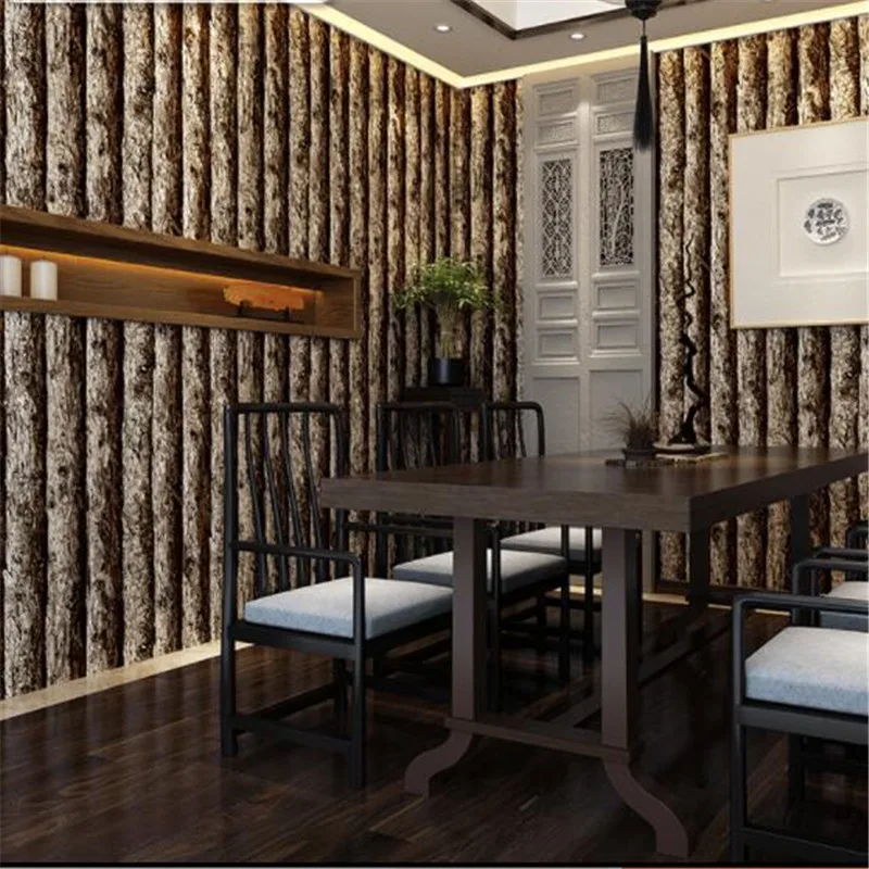 Wood Grain Wallpaper Retro Nostalgia Solid Wood Logs Imitation Wooden Pattern Chinese Restaurant Wallpaper Decor Papel De Parede