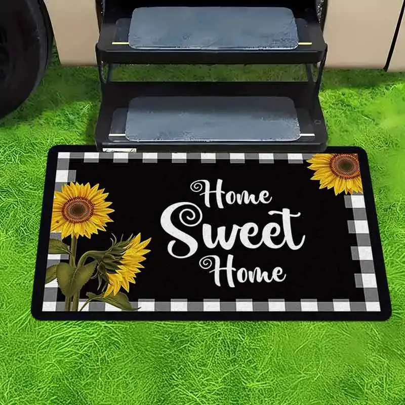 Home Sweet Home Sunflower Doormat: Cozy, Welcoming Home Entrance Mat for Spring Decor, Joyful Vibes, and Fresh Look