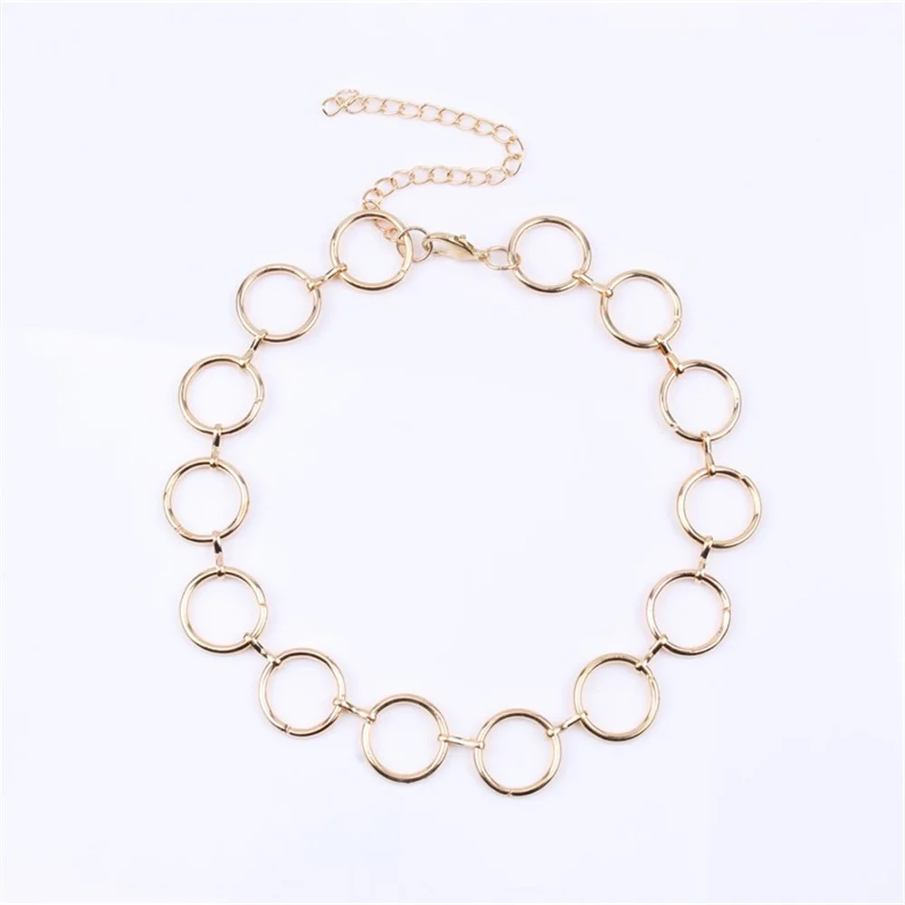 Vintage Geometric Circle Clavicle Chain Necklace Trendy Women Choker Gold Color Ladies Jewelry Wholesale
