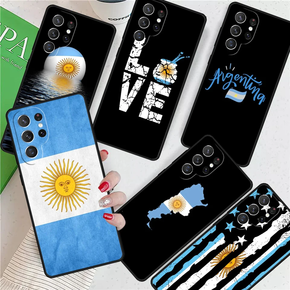 Samsung Galaxy S24 için arjantin bayrağı Ultra S21 S22 S8 S9 S10E not 10 20 artı FE S23 telefon kılıfı kapak Coque