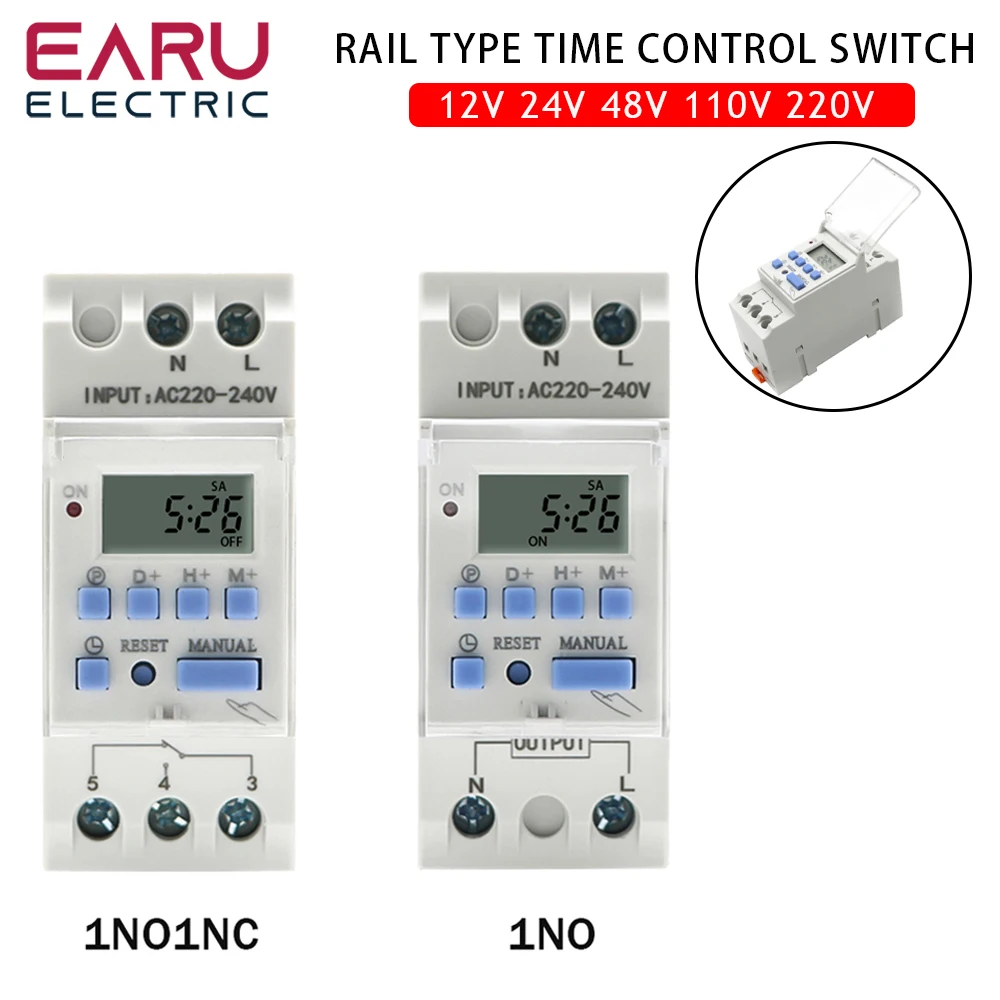 Electronic Weekly 7 Days Programmable Digital TIME Relay Timer Switch Control AC 220V 230V 12V 24V 48V 16A Din Rail Mount THC15A