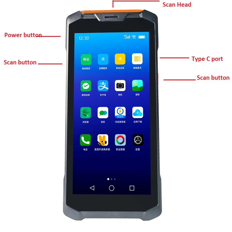 Rugged Handheld Android 14 PDA Barcode Scanner with NFC & 2D Scanning for Warehouse Management-in Stock