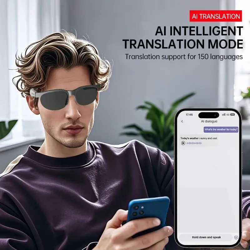 

Smart Sunglasses Hands-Free Calls/Music,Smart Translation. Bluetooth 5.3, Voice Assistant, Fast Charge, IPX5 Waterproof
