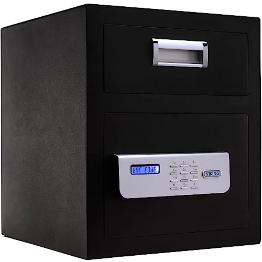 

Heavy Duty Depository Safe with Drop Slot for Business, Home, Office, Retail Steel, Black Anti-Fish Design, LCD Display, Motori