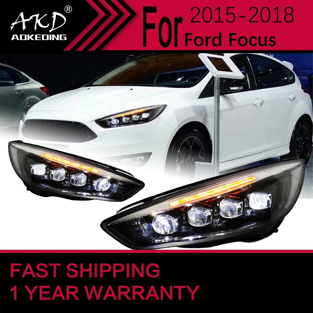 

Car Lights for Ford Focus LED Headlight 2015-2018 Focus Head Lamp Drl Projector Lens Automotive Accessories