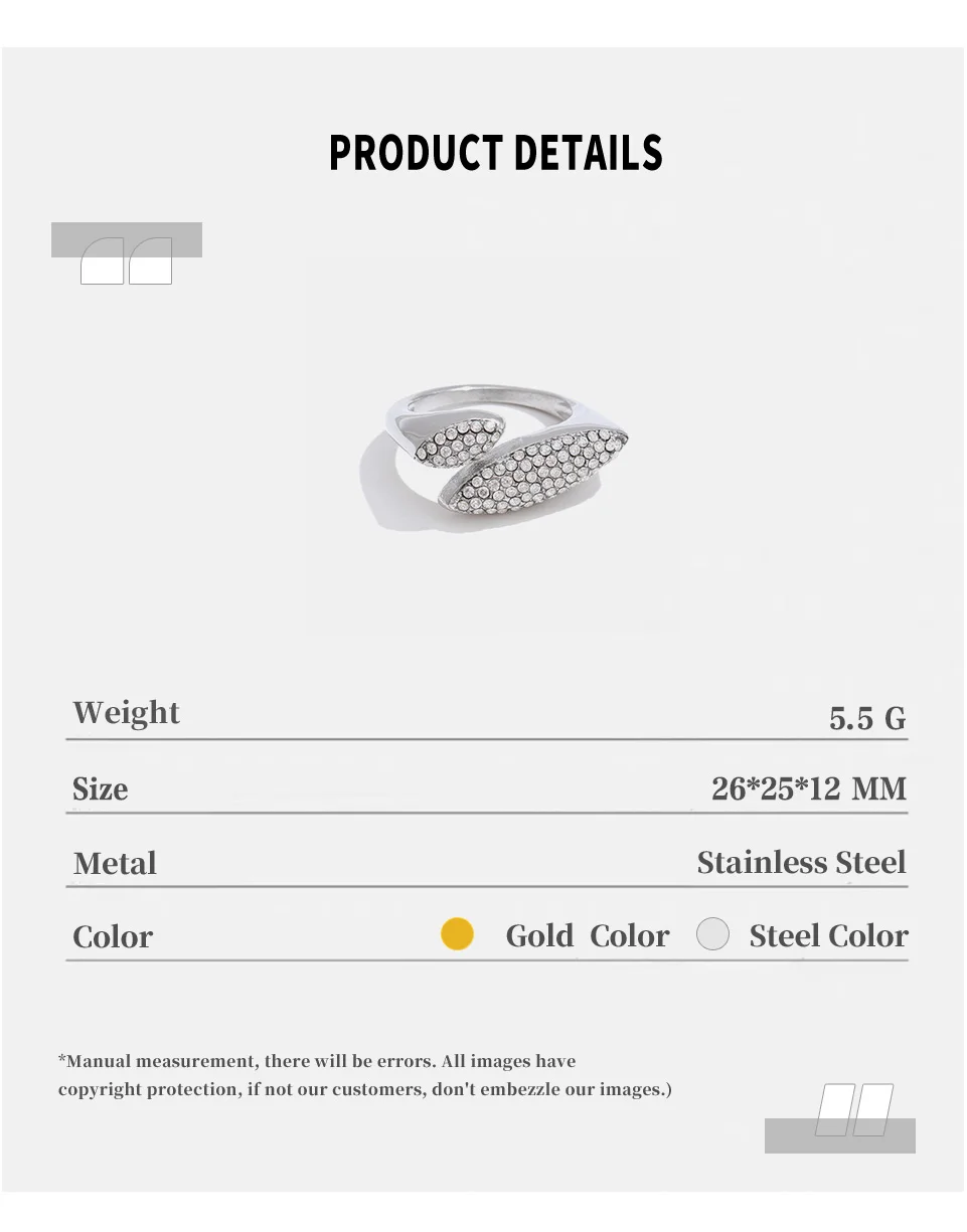 NiNice خاتم الفولاذ المقاوم للصدأ برأسين الزركون شخصية نمط تصميم الأزياء والمجوهرات هدية بالجملة