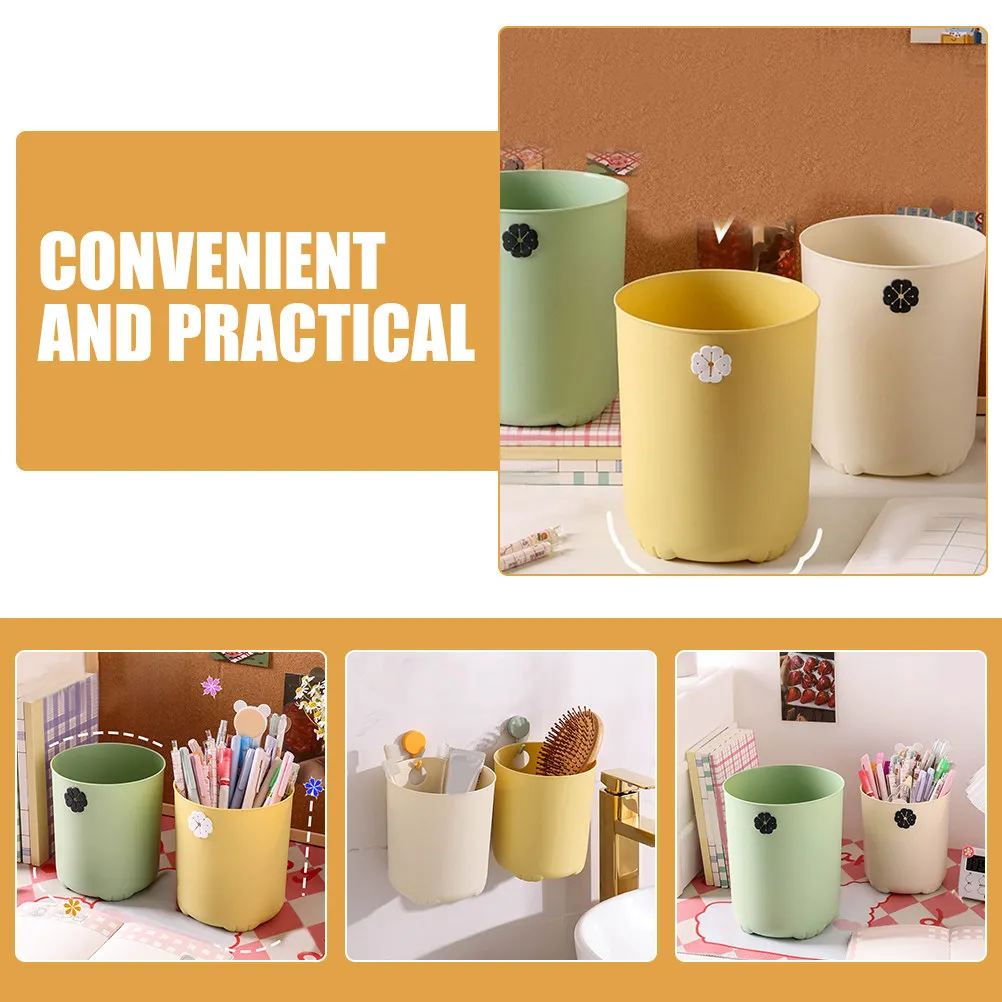 3Pcs Desk Trash Can Mini Trash Cans Compact Cartoon Design Desktop Garbage Can for Office Living Room Bathroom Waste Paper