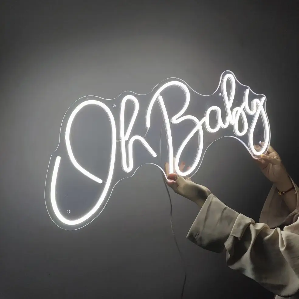 

Custom Oh Baby letters Waterproof Flex Wedding Neon Sign Handcrafted Love Neon For Shop Logo Club Nightclub Game Room Wall Decor