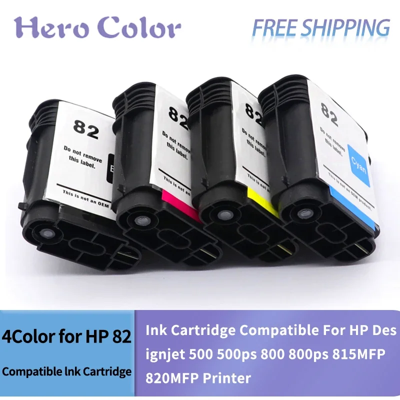 4Color with full ink for 82 Replacement Ink Cartridge Compatible For HP Designjet 500 500ps 800 800ps 815MFP 820MFP Printer