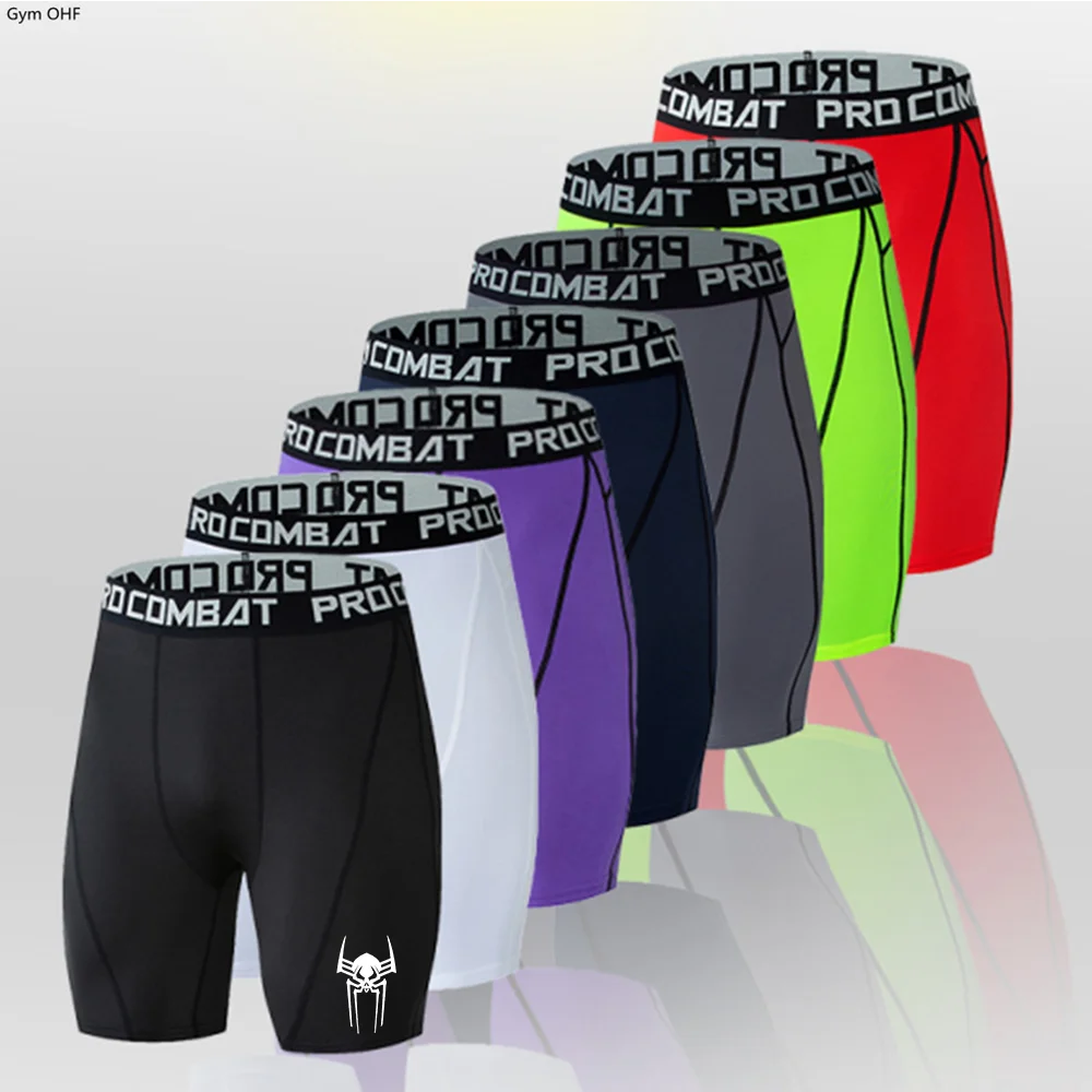 Superhero Compression Shorts Man Print Bodybuilding Tights Shorts Men Quick-Drying Gym Running Shorts Mens Underpants