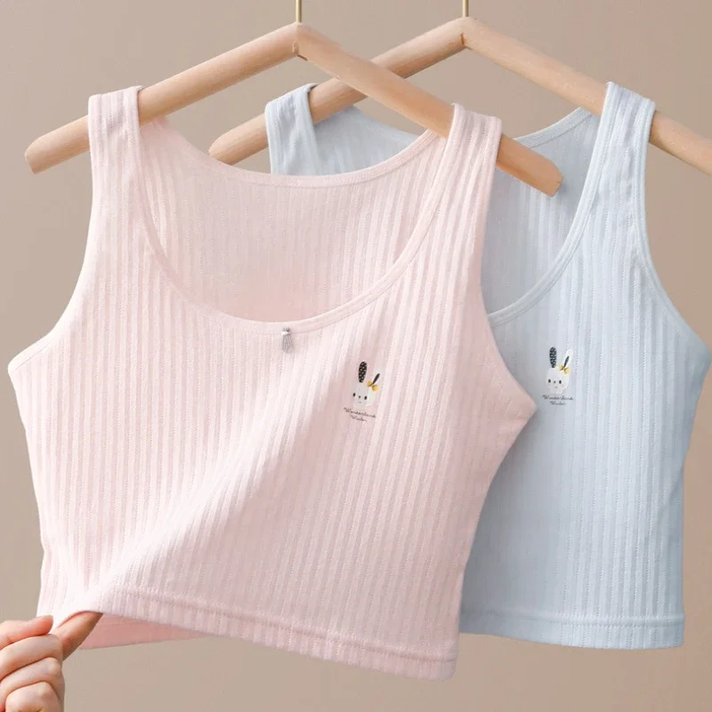 Girls Underwear Kids Cartoon Tops 2024 Summer Children\'s Sleeveless Camisoles Breathable Undershirts Teenagers Tank Top