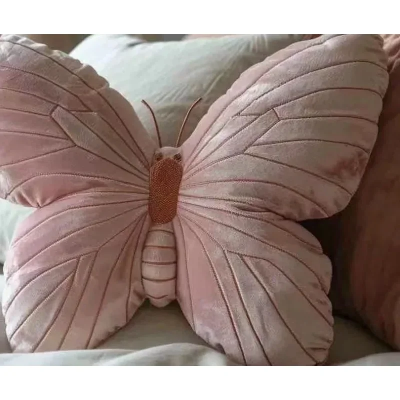 Pink Butterfly Pillow Bedside Pillow Throw Pillows Ins Wind Pastoral Girl Heart Butterfly Pillow Cute Original Pillow Soft