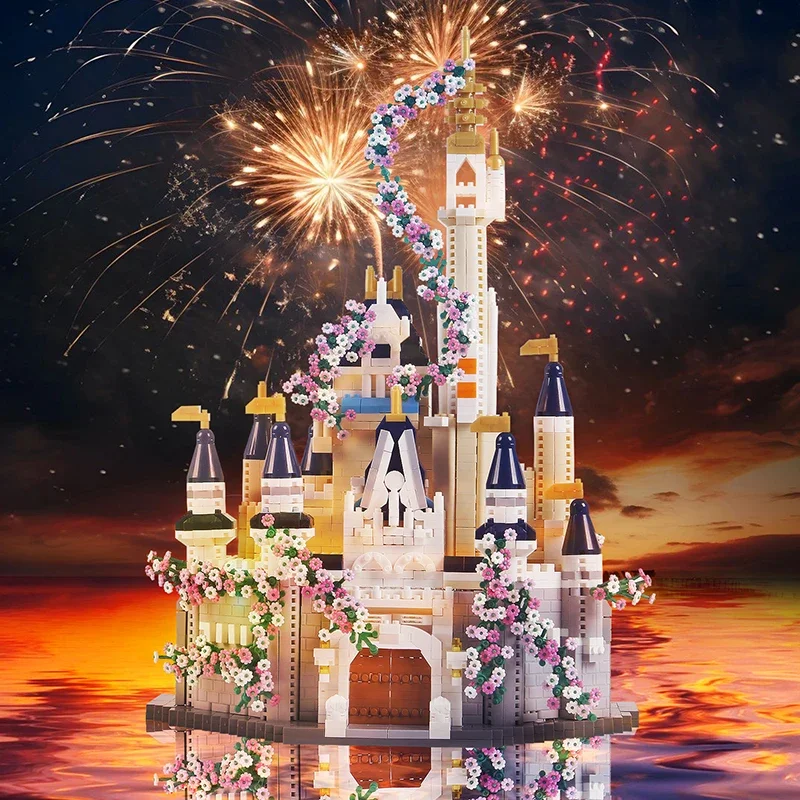 Kreative Sakura Magie Prinzessin Schloss Bausteine Villa Haus Modell Architektur Mini Ziegel Spielzeug Kinder Mädchen Weihnachten Geschenke