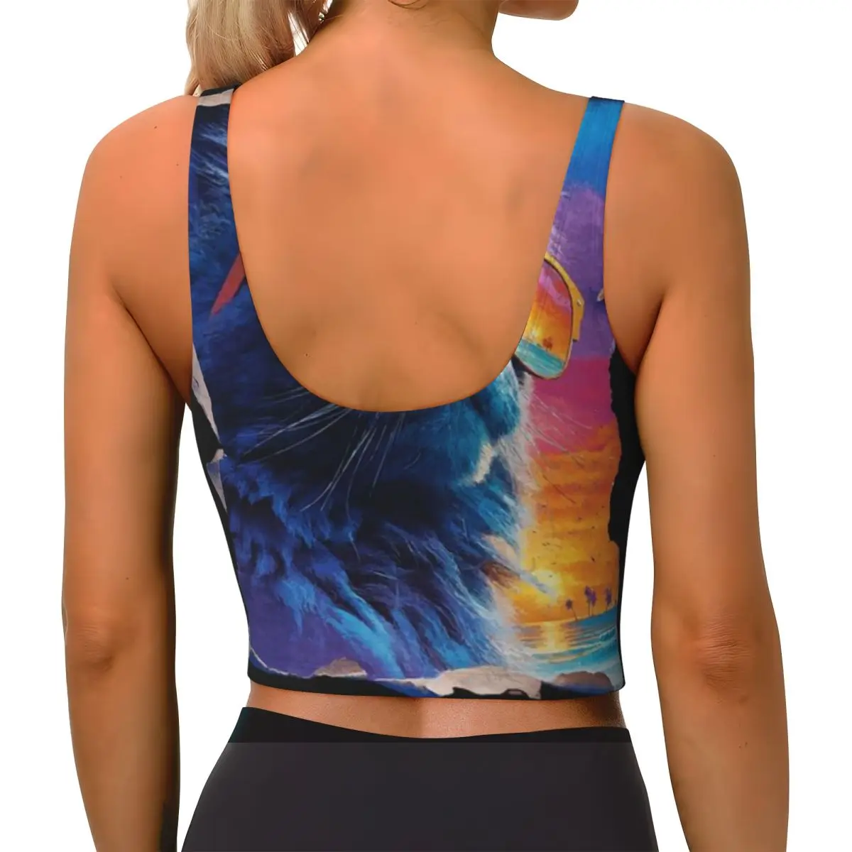 Plus Size Workout Top Maine Coon In Sunglasses Sunset Beach Tropical Summer Vibes Physiotherapy Exercise Adjustable Strap Top