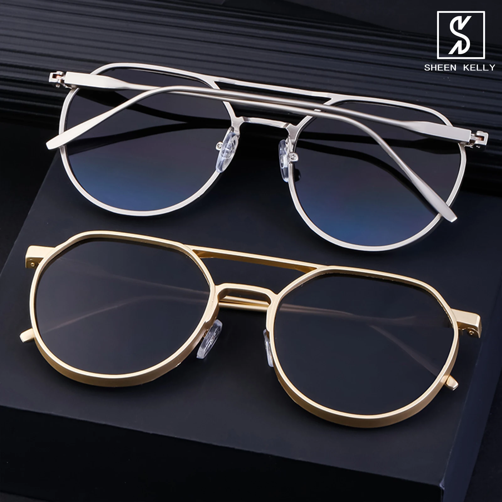 

Retro Oval Metal Sunglasses for Men Women Vintage Double Bridge Round Frame Shades 80s eyewear