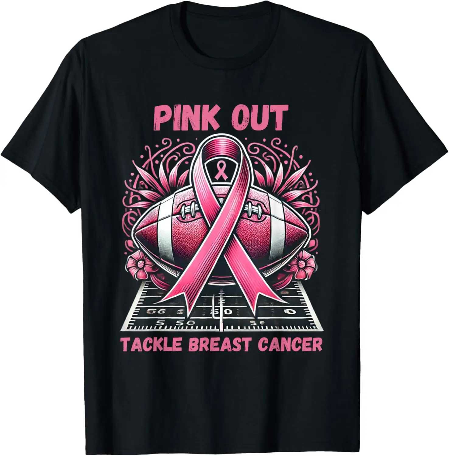 

Pink Out Tackle Breast Cancer Awareness American Football T-Shirt