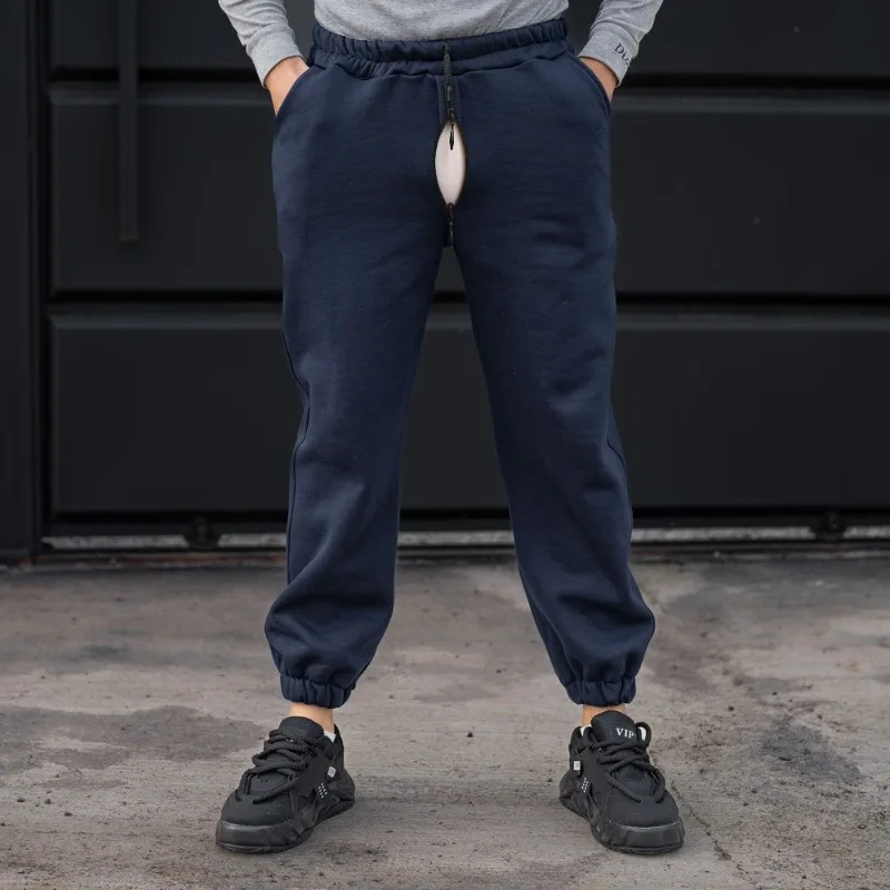 مفتوح المنشعب الرجال الوزن الثقيل الصوف بنطال رياضي شتاء دافئ لينة مدبب Sweatpants تجريب عادية في الهواء الطلق التدريب الشارع الشهير