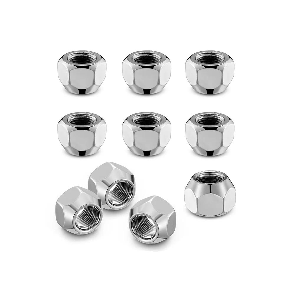 

1/2x20 Wheel Lug Nuts 10pcs 16mm Tall Open End Finish Lug Nuts 21mm Hex 1/2-20 Lug Nuts for Trailers Tire Wheel