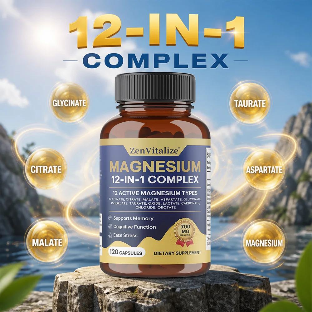 Magnesium Complex 12 in 1 Magnesium Supplement with Glycinate, Citrate, Malate & More | Energy Support, Vegan & Non-GMO