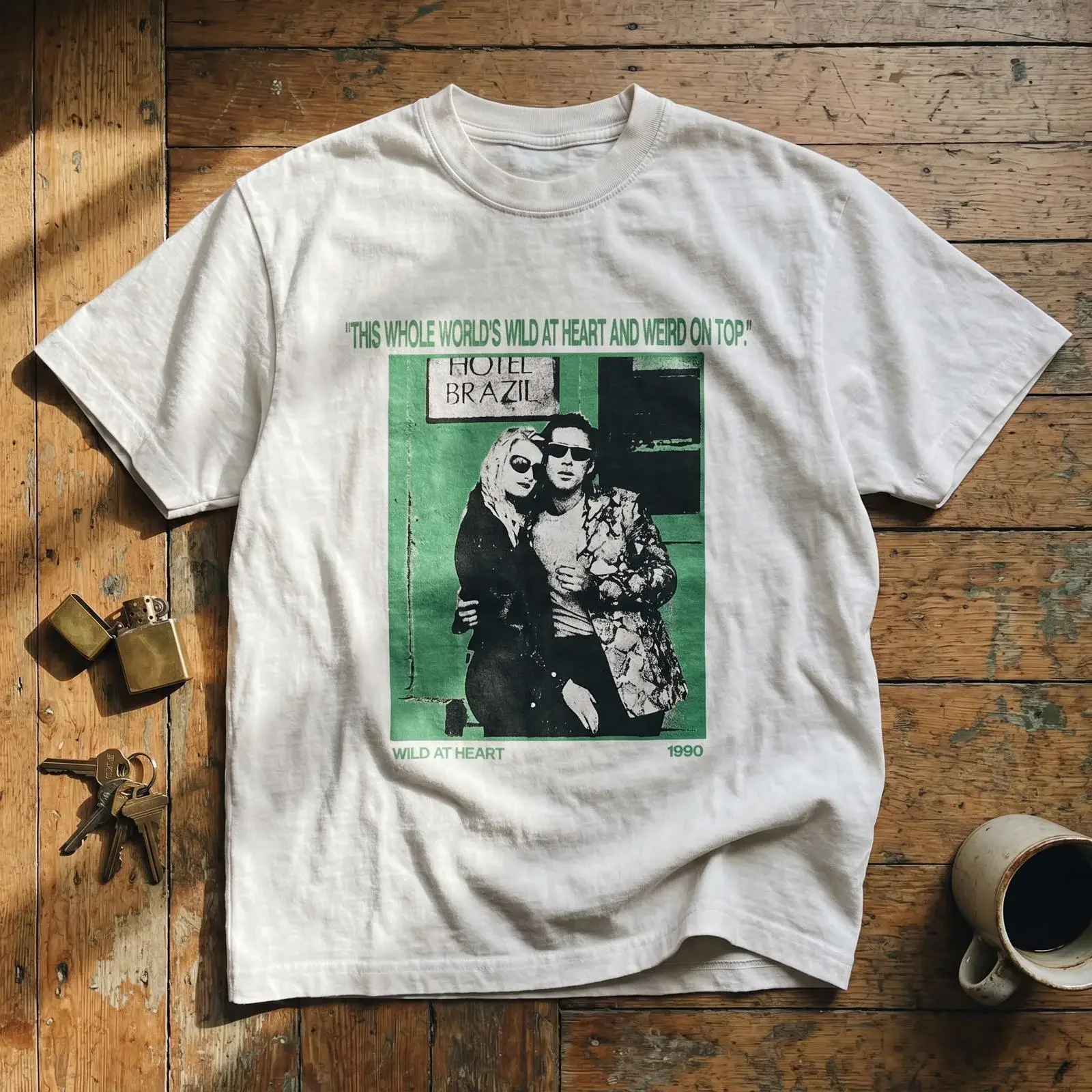 Wild at Heart Movie T Shirt David Lynch Nicolas Cage Laura Dern Film vintage Washed Unisex streetwear Stretched