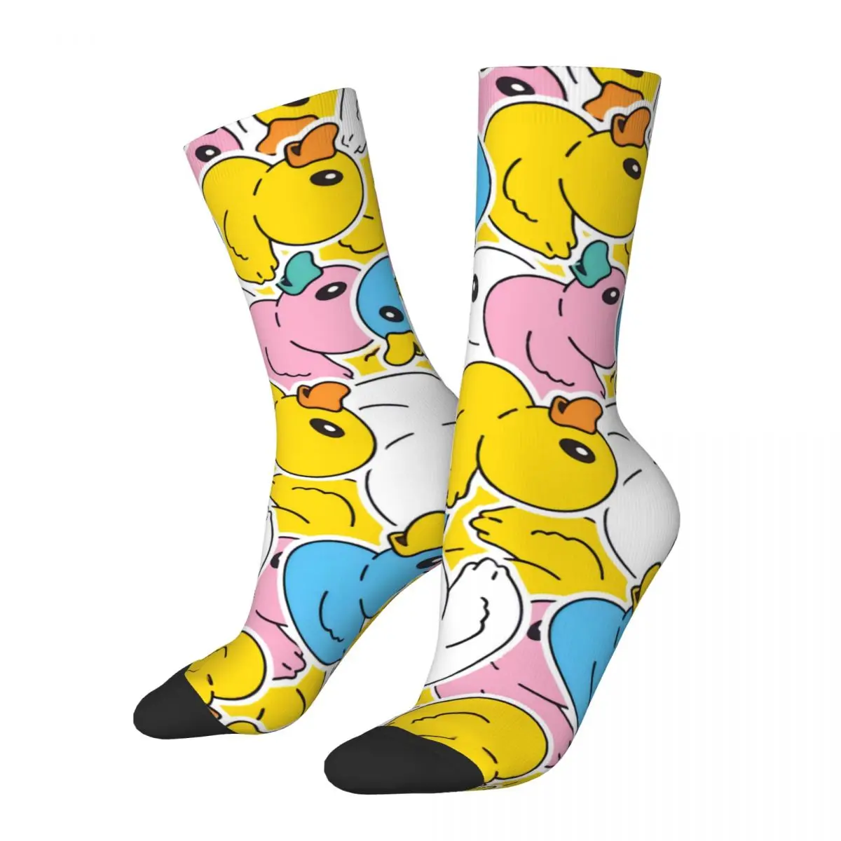 

Crazy Sock for Men Rubber Duck Shower Doodle Hip Hop Vintage Duck Pattern Seamless Pattern Printed Boys Crew Sock Casual Gift