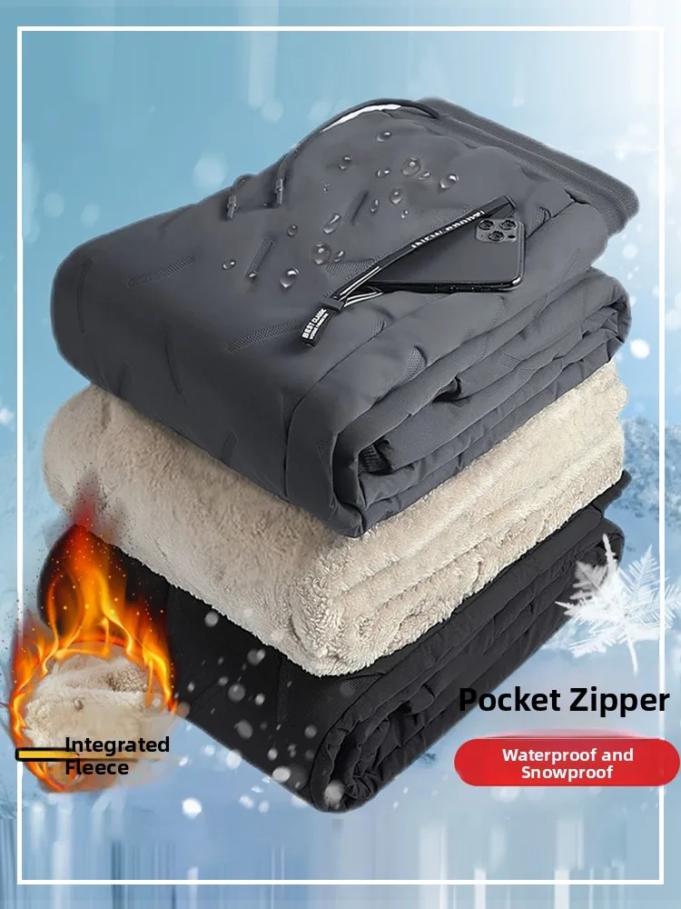 

Men's Winter Thiened Fce Lined Casual Cotton Pants Windproof Warm Loose Fit Spring Autumn Winter plus Size Leisure Trousers