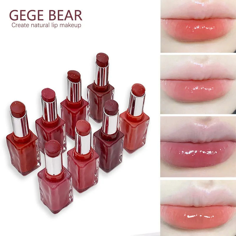 Gege Bear Solid Mirror Lipstick Non-sticky Non-fade Longlasting Moisturizing Jelly Lips Sexy Velvet Waterproof Lips Care Makeup