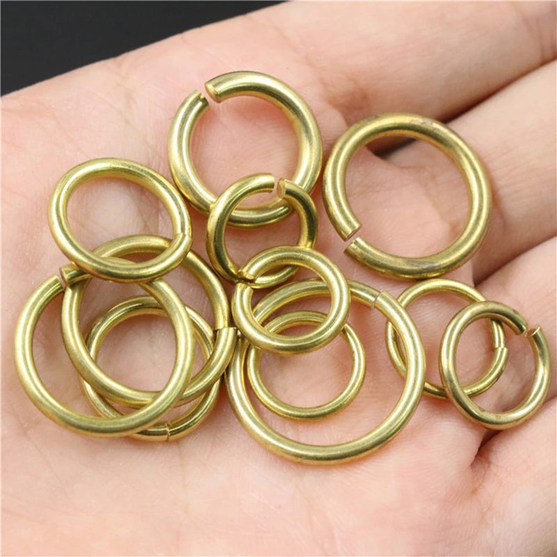 20pcs Solid Brass Open O Ring Seam Round Jump Ring Garments Shoes Leather Craft Bag Jewelry Findings Repair Connectors