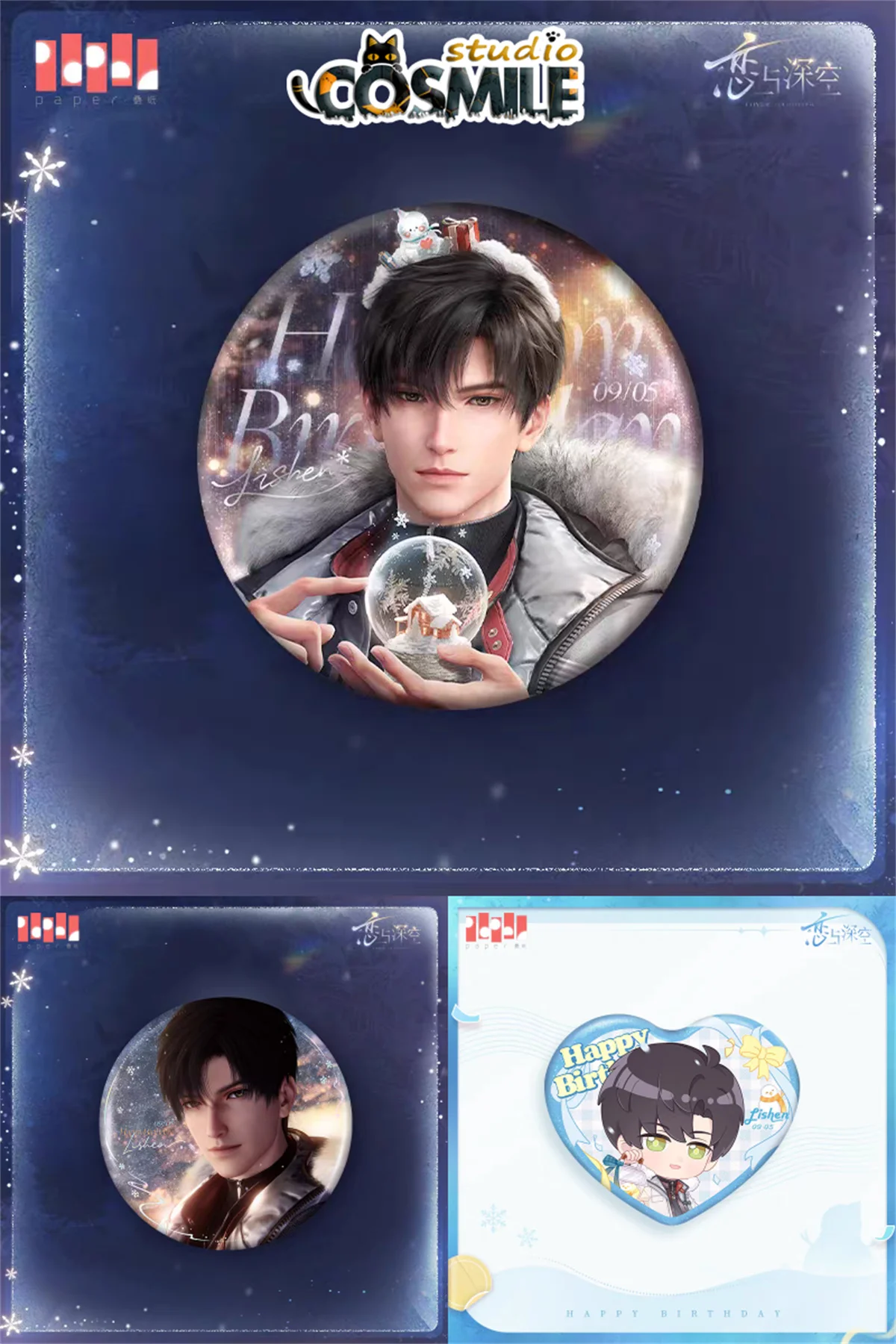 

Official Zayne レイ 이서언 Li Shen Love and Deepspace 러브 앤 딥스페이스 Birthday Gift Tinplate Badge Bajji Pin